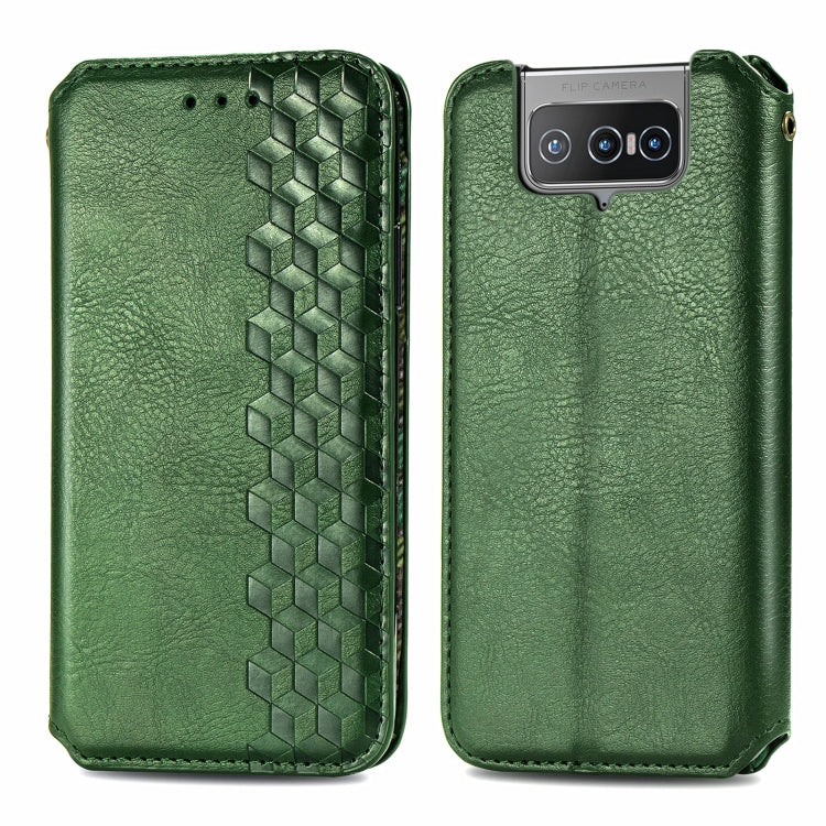 For Asus Zenfone 8 Flip Cubic Grid Pressed Horizontal Flip Magnetic PU Leather Case with Holder & Card Slots & Wallet