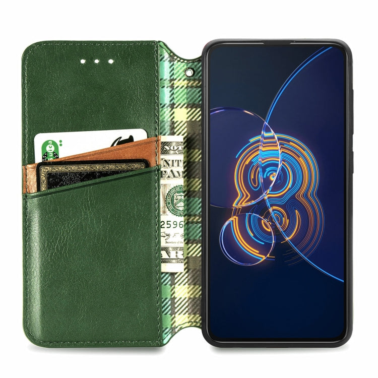 For Asus Zenfone 8 Flip Cubic Grid Pressed Horizontal Flip Magnetic PU Leather Case with Holder & Card Slots & Wallet