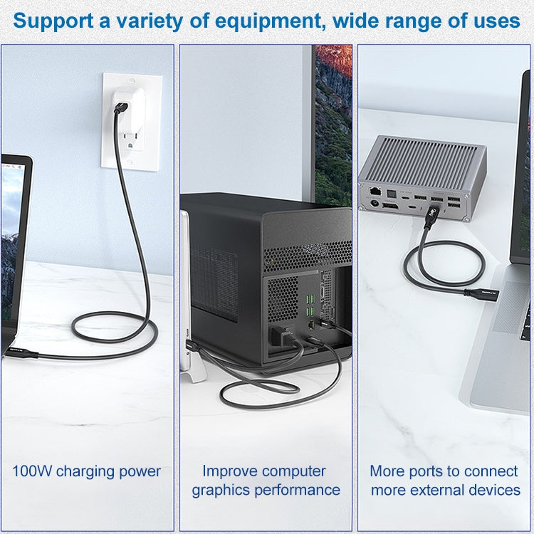 100W USB-C / Type-C 4.0 Male to USB-C / Type-C 4.0 Male Full-function Data Cable for Thunderbolt 3, Cable Length:0.8m