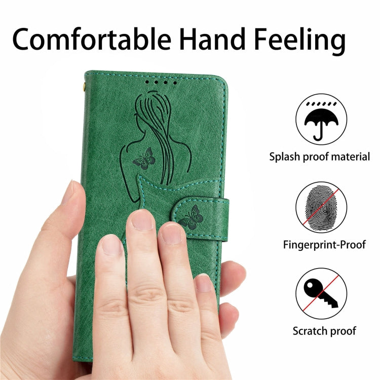 For iPhone 13 mini Beauty Girl Embossing Pattern Horizontal Flip Leather Case with Holder & Card Slot & Wallet & Photo Frame