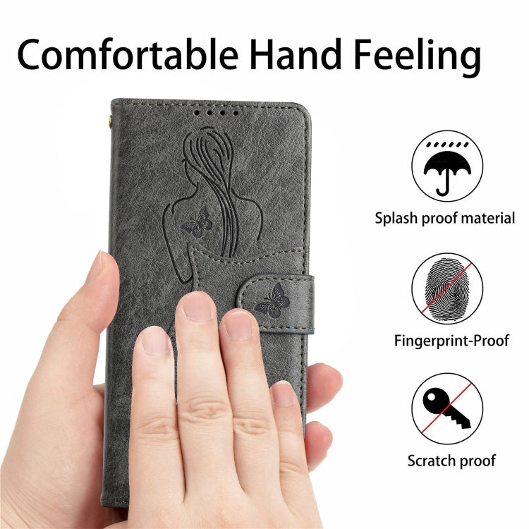 For iPhone 13 mini Beauty Girl Embossing Pattern Horizontal Flip Leather Case with Holder & Card Slot & Wallet & Photo Frame