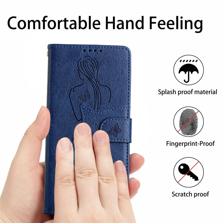 For iPhone 13 Beauty Girl Embossing Pattern Horizontal Flip Leather Case with Holder & Card Slot & Wallet & Photo Frame