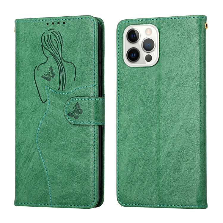 For iPhone 13 Pro Max Beauty Girl Embossing Pattern Horizontal Flip Leather Case with Holder & Card Slot & Wallet & Photo Frame