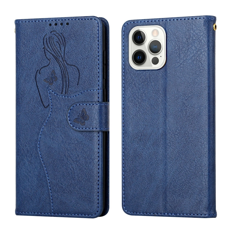 For iPhone 12 Pro Max Beauty Girl Embossing Pattern Horizontal Flip Leather Case with Holder & Card Slot & Wallet & Photo Frame