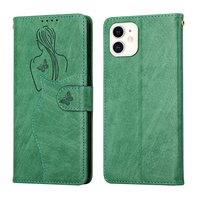 For iPhone 11 Beauty Girl Embossing Pattern Horizontal Flip Leather Case with Holder & Card Slot & Wallet & Photo Frame