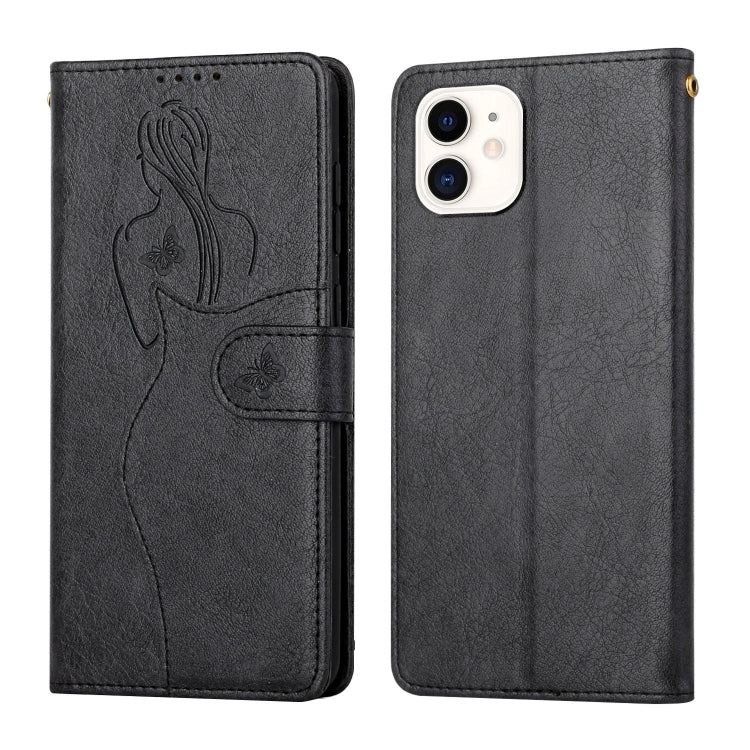 For iPhone 11 Beauty Girl Embossing Pattern Horizontal Flip Leather Case with Holder & Card Slot & Wallet & Photo Frame