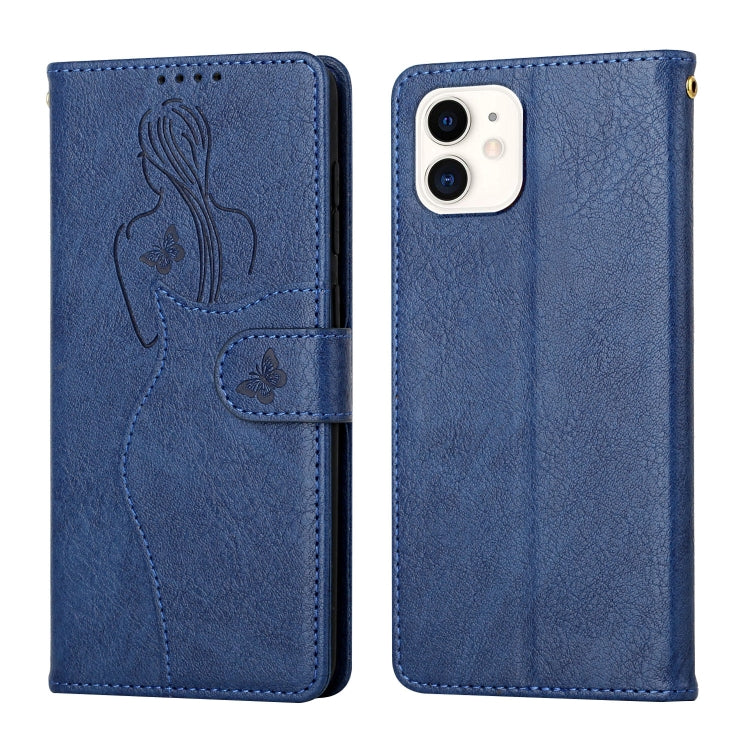 For iPhone 11 Beauty Girl Embossing Pattern Horizontal Flip Leather Case with Holder & Card Slot & Wallet & Photo Frame