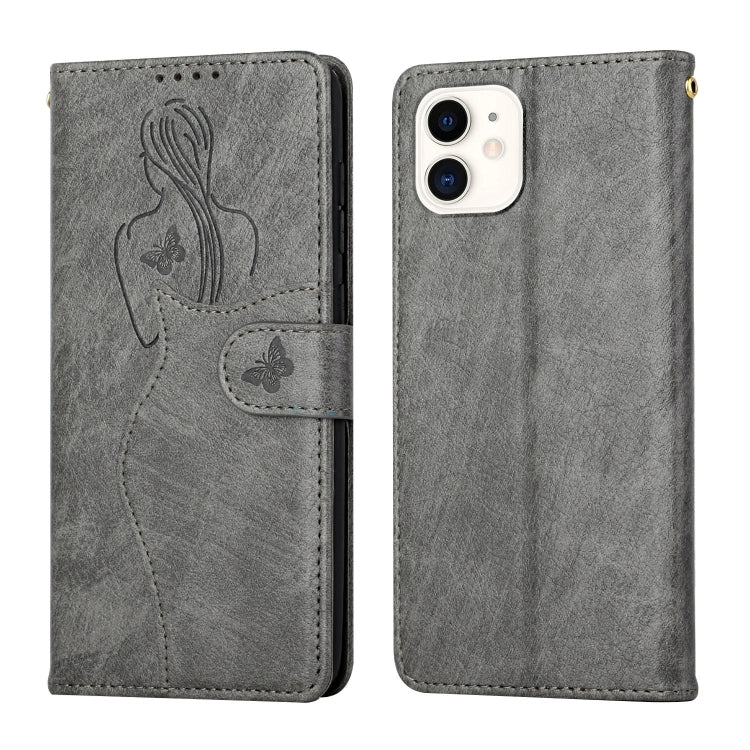 For iPhone 11 Beauty Girl Embossing Pattern Horizontal Flip Leather Case with Holder & Card Slot & Wallet & Photo Frame