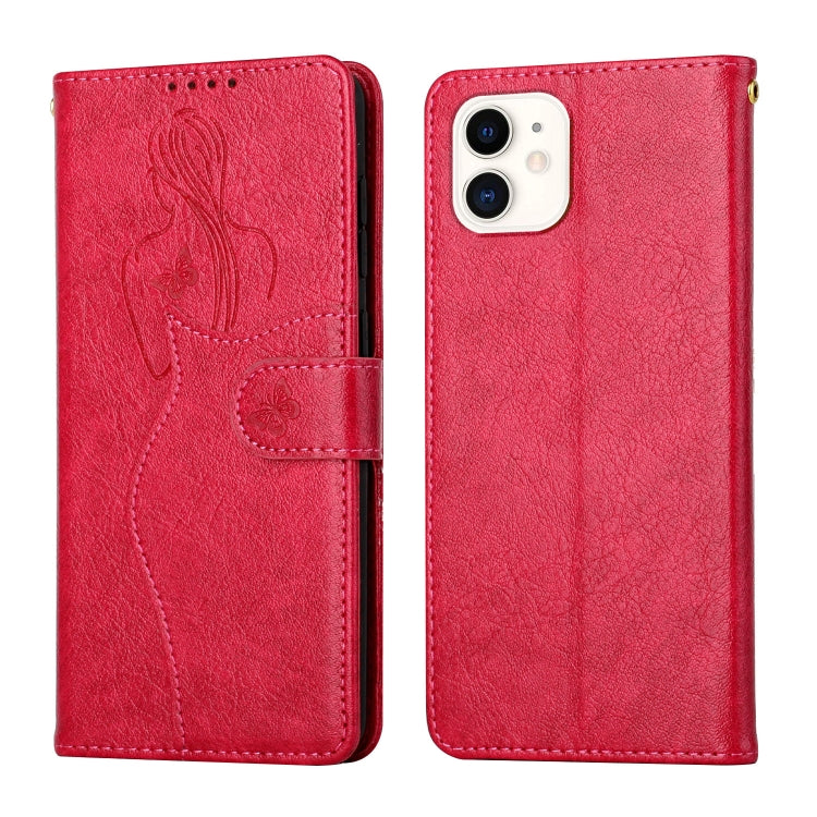 For iPhone 11 Beauty Girl Embossing Pattern Horizontal Flip Leather Case with Holder & Card Slot & Wallet & Photo Frame