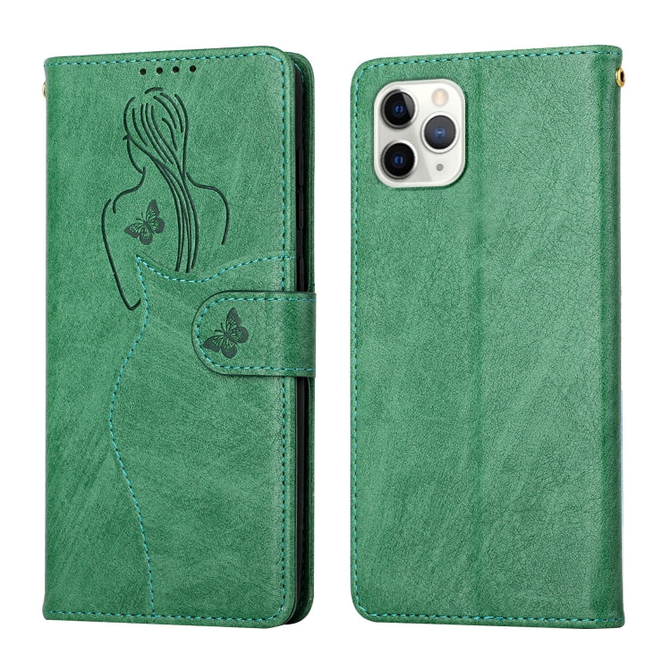 For iPhone 11 Pro Beauty Girl Embossing Pattern Horizontal Flip Leather Case with Holder & Card Slot & Wallet & Photo Frame