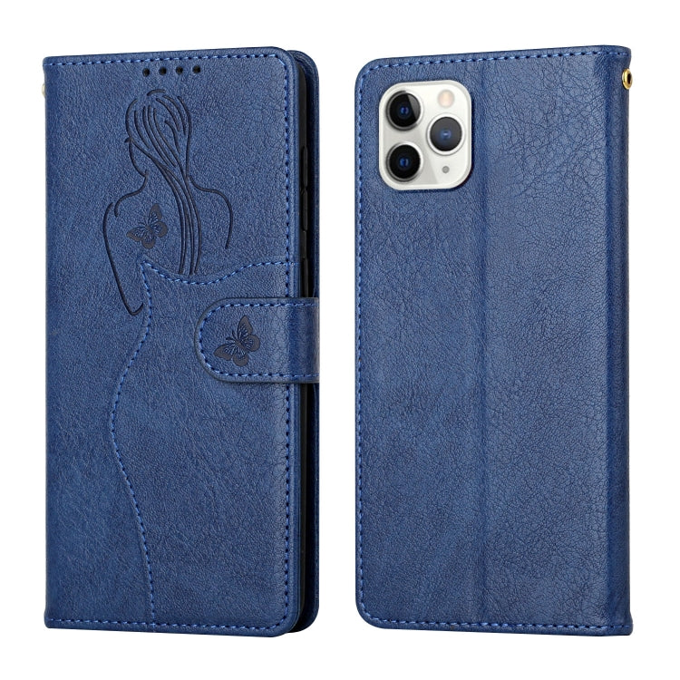 For iPhone 11 Pro Beauty Girl Embossing Pattern Horizontal Flip Leather Case with Holder & Card Slot & Wallet & Photo Frame