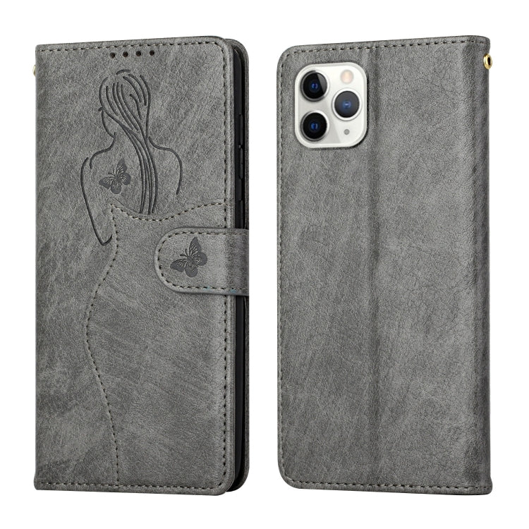 For iPhone 11 Pro Beauty Girl Embossing Pattern Horizontal Flip Leather Case with Holder & Card Slot & Wallet & Photo Frame