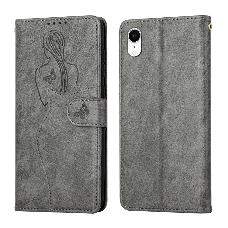 For iPhone XR Beauty Girl Embossing Pattern Horizontal Flip Leather Case with Holder & Card Slot & Wallet & Photo Frame