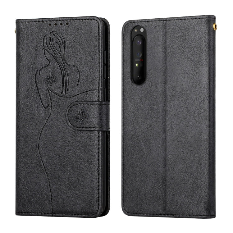 For Sony Xperia 1 II Beauty Girl Embossing Pattern Horizontal Flip Leather Case with Holder & Card Slot & Wallet & Photo Frame