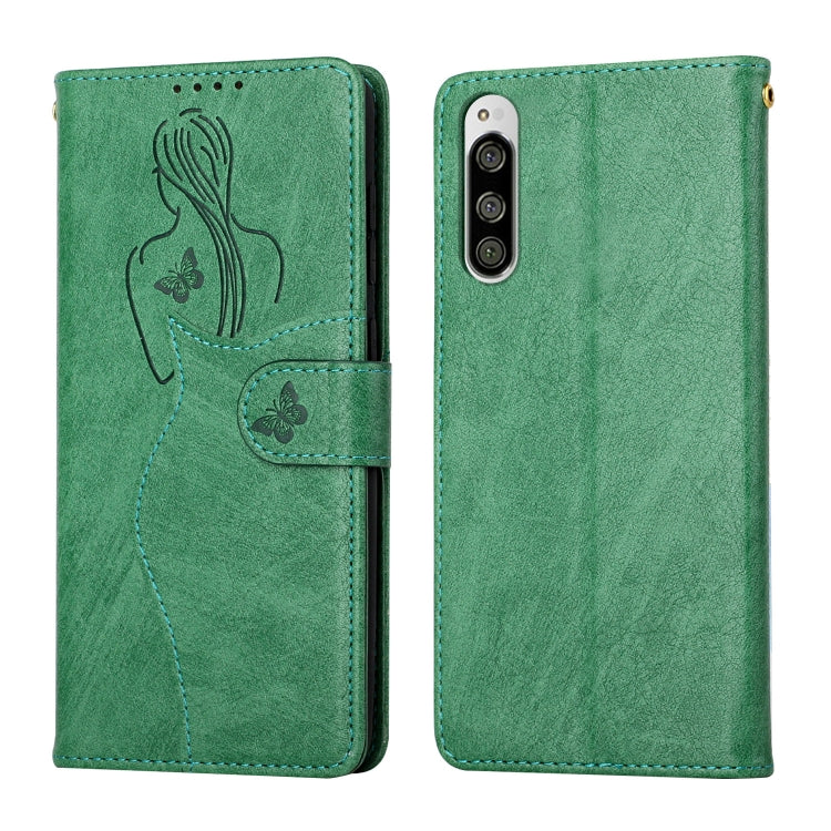 For Sony Xperia 5 Beauty Girl Embossing Pattern Horizontal Flip Leather Case with Holder & Card Slot & Wallet & Photo Frame