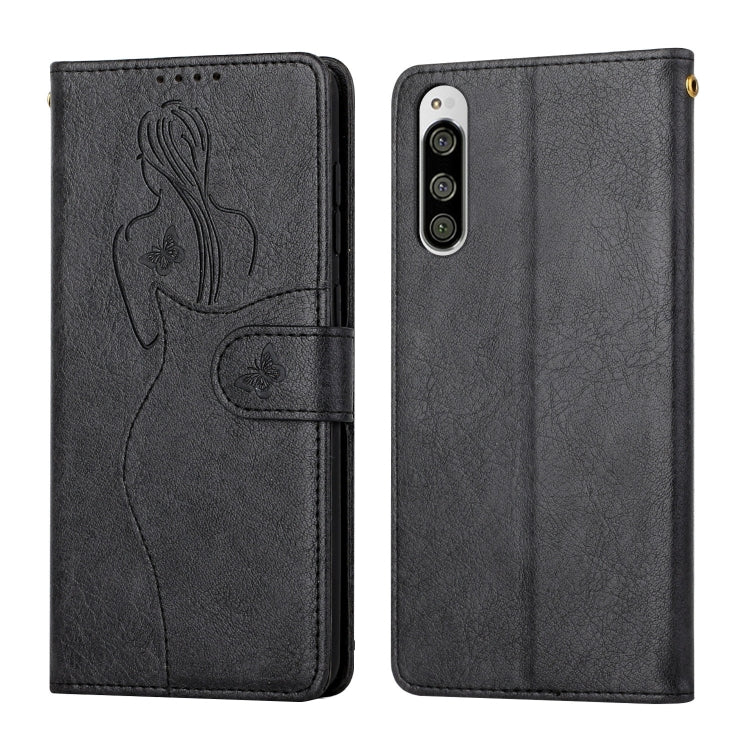For Sony Xperia 5 Beauty Girl Embossing Pattern Horizontal Flip Leather Case with Holder & Card Slot & Wallet & Photo Frame