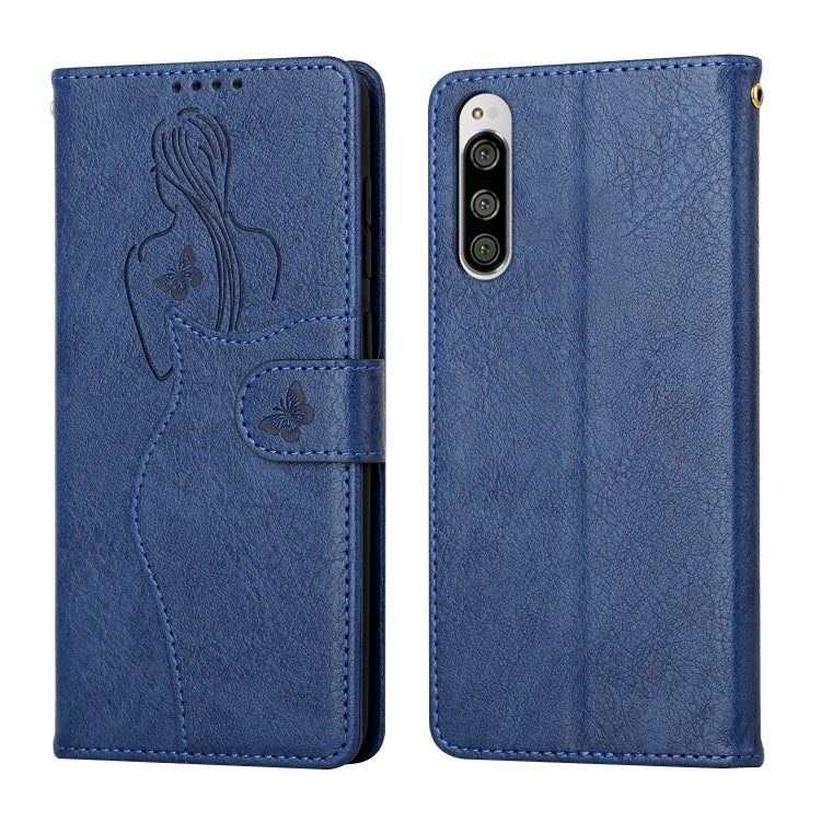 For Sony Xperia 5 Beauty Girl Embossing Pattern Horizontal Flip Leather Case with Holder & Card Slot & Wallet & Photo Frame