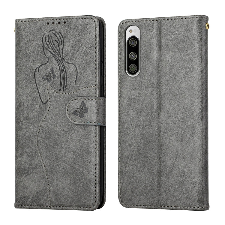 For Sony Xperia 5 Beauty Girl Embossing Pattern Horizontal Flip Leather Case with Holder & Card Slot & Wallet & Photo Frame