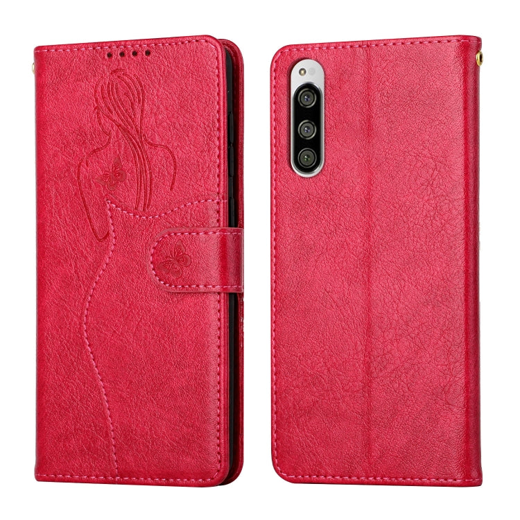 For Sony Xperia 5 Beauty Girl Embossing Pattern Horizontal Flip Leather Case with Holder & Card Slot & Wallet & Photo Frame