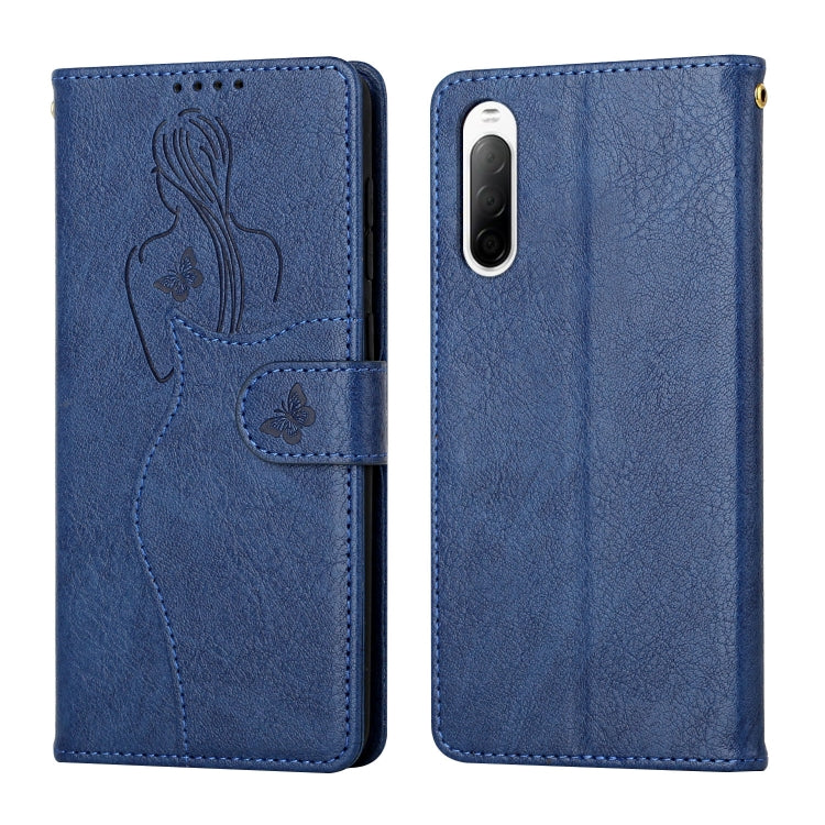 For Sony Xperia 10 II Beauty Girl Embossing Pattern Horizontal Flip Leather Case with Holder & Card Slot & Wallet & Photo Frame