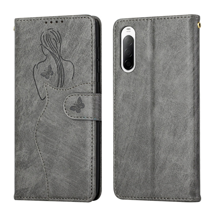 For Sony Xperia 10 II Beauty Girl Embossing Pattern Horizontal Flip Leather Case with Holder & Card Slot & Wallet & Photo Frame
