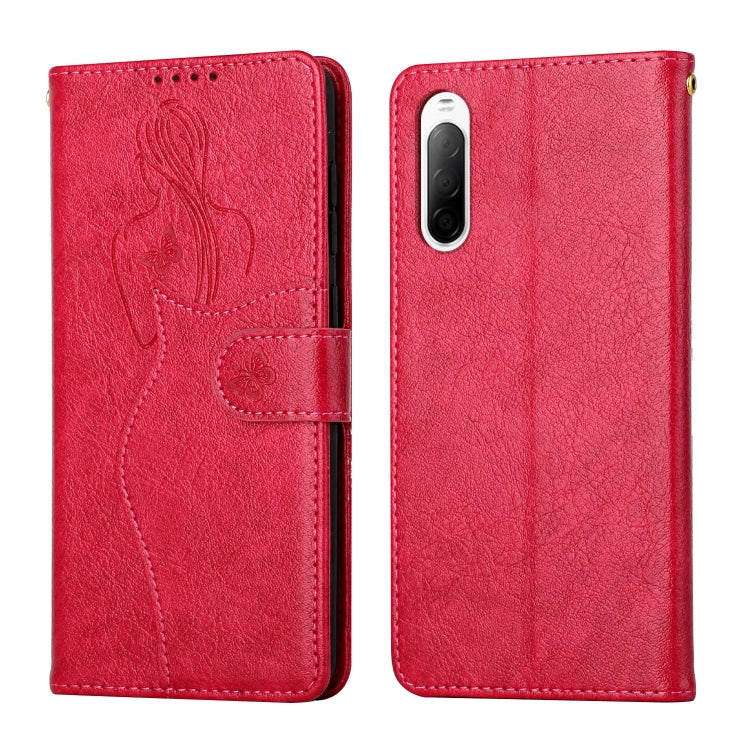 For Sony Xperia 10 II Beauty Girl Embossing Pattern Horizontal Flip Leather Case with Holder & Card Slot & Wallet & Photo Frame