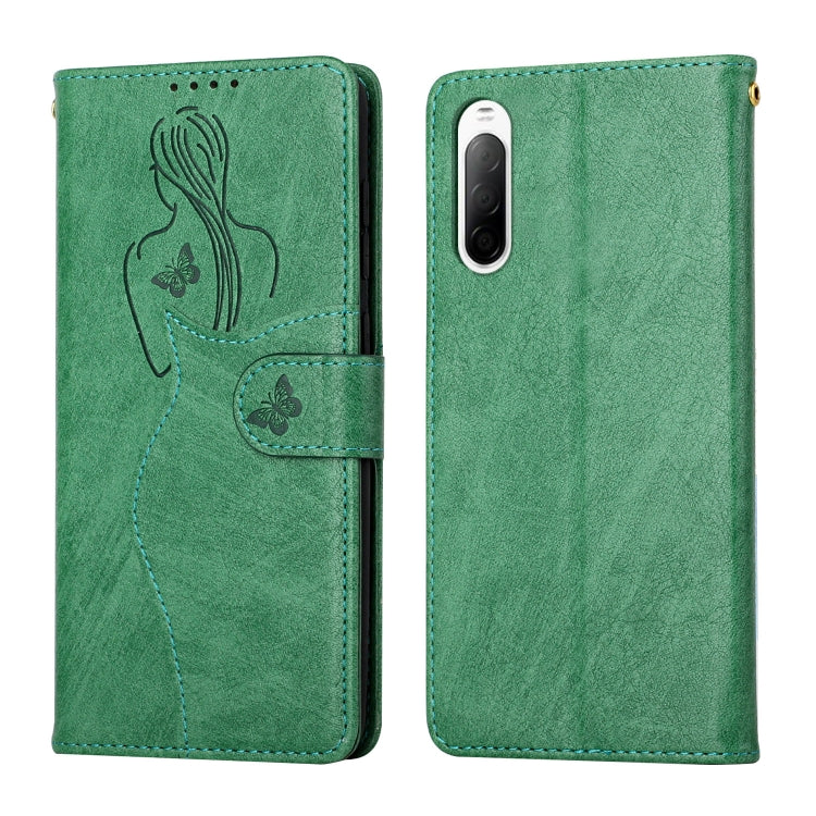 For Sony Xperia L4 Beauty Girl Embossing Pattern Horizontal Flip Leather Case with Holder & Card Slot & Wallet & Photo Frame