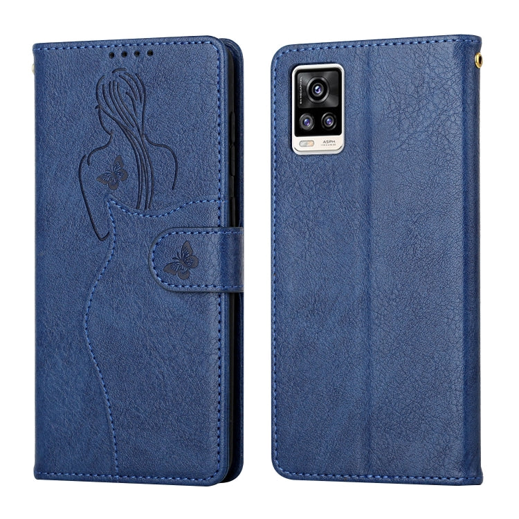For vivo V20 Beauty Girl Embossing Pattern Horizontal Flip Leather Case with Holder & Card Slot & Wallet & Photo Frame