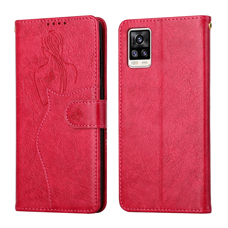 For vivo V20 Pro Beauty Girl Embossing Pattern Horizontal Flip Leather Case with Holder & Card Slot & Wallet & Photo Frame