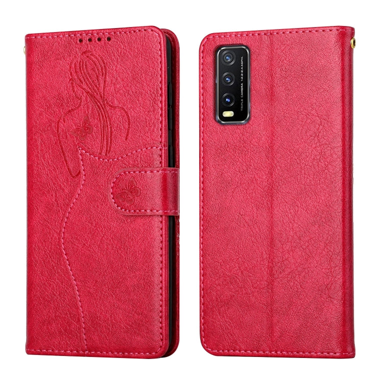 For vivo Y20 / Y21 Beauty Girl Embossing Pattern Horizontal Flip Leather Case with Holder & Card Slot & Wallet & Photo Frame