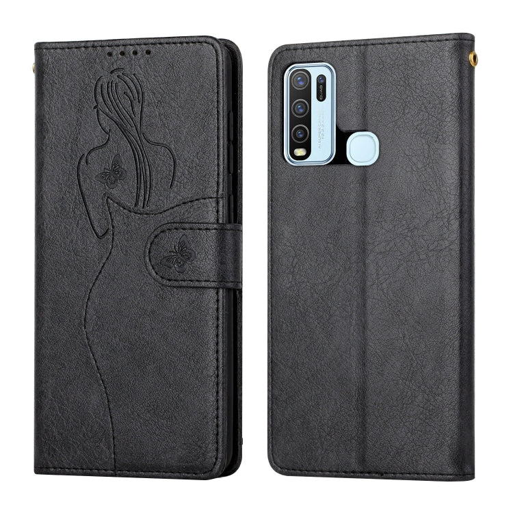 For vivo Y50 / Y30 Beauty Girl Embossing Pattern Horizontal Flip Leather Case with Holder & Card Slot & Wallet & Photo Frame