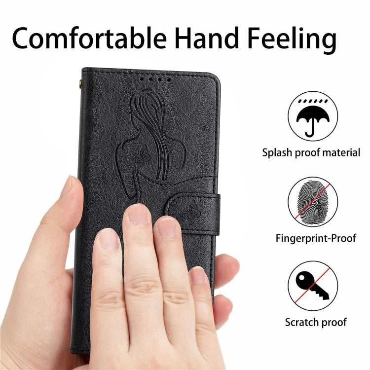 For Google Pixel 5 Beauty Girl Embossing Pattern Horizontal Flip Leather Case with Holder & Card Slot & Wallet & Photo Frame