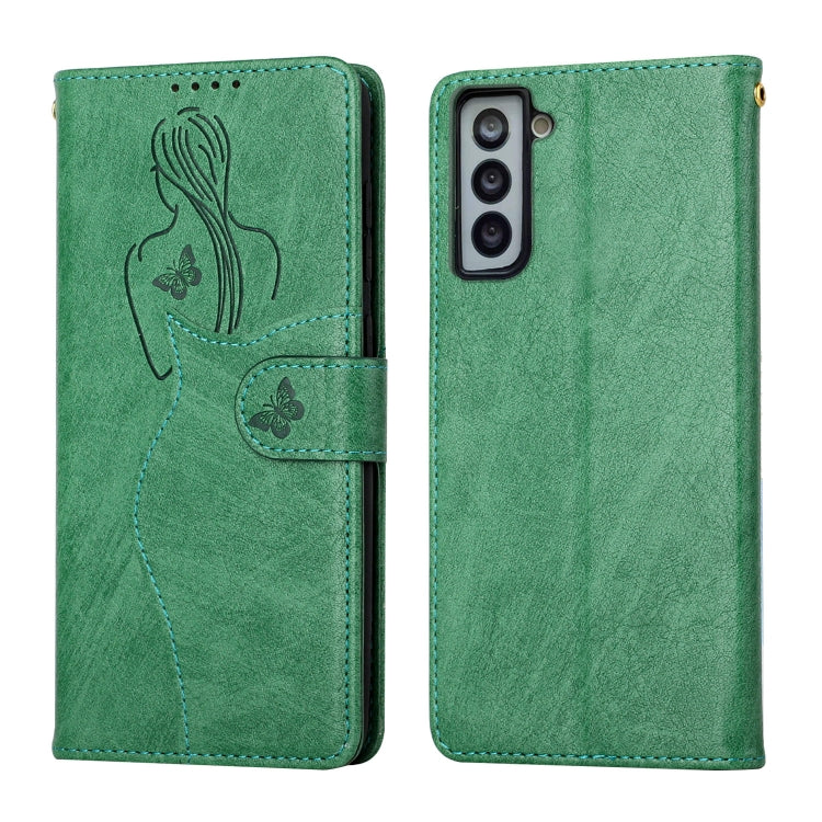 For Samsung Galaxy S21+ 5G Beauty Girl Embossing Pattern Horizontal Flip Leather Case with Holder & Card Slot & Wallet & Photo Frame