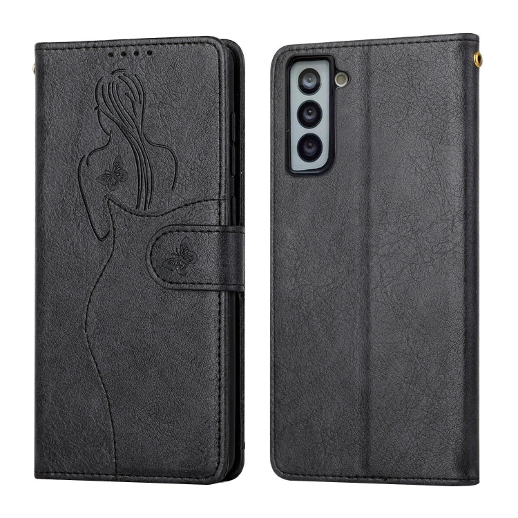 For Samsung Galaxy S21+ 5G Beauty Girl Embossing Pattern Horizontal Flip Leather Case with Holder & Card Slot & Wallet & Photo Frame