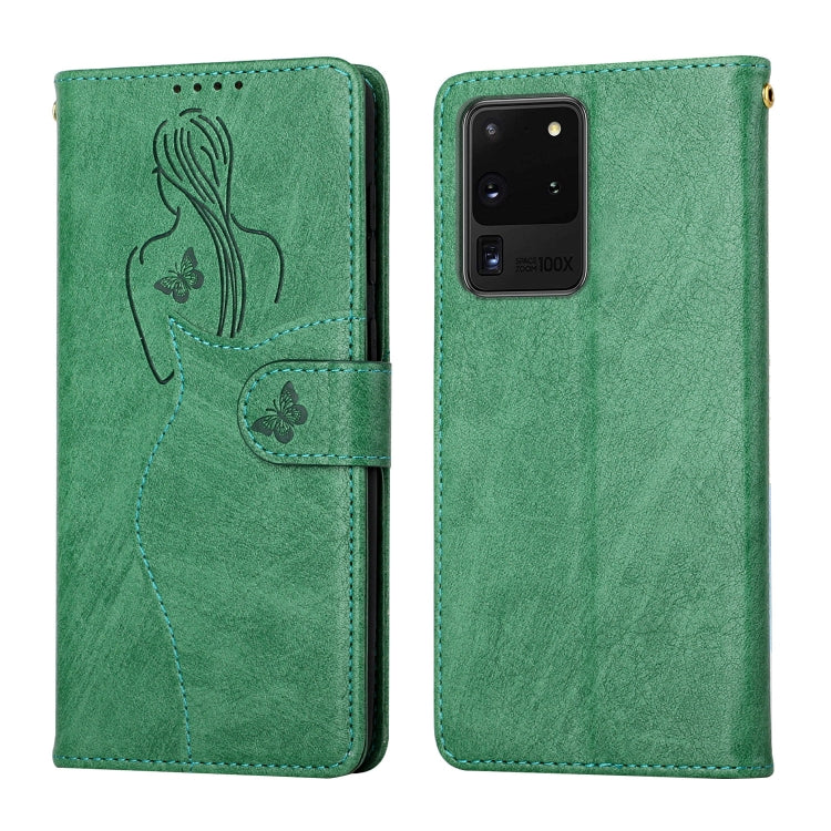 For Samsung Galaxy S20 Ultra Beauty Girl Embossing Pattern Horizontal Flip Leather Case with Holder & Card Slot & Wallet & Photo Frame