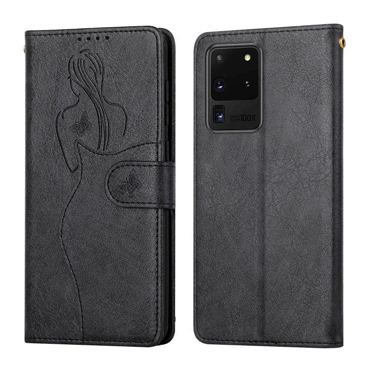 For Samsung Galaxy S20 Ultra Beauty Girl Embossing Pattern Horizontal Flip Leather Case with Holder & Card Slot & Wallet & Photo Frame