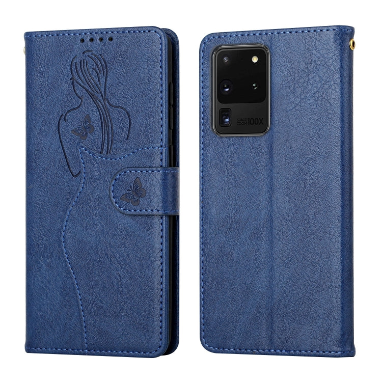 For Samsung Galaxy S20 Ultra Beauty Girl Embossing Pattern Horizontal Flip Leather Case with Holder & Card Slot & Wallet & Photo Frame
