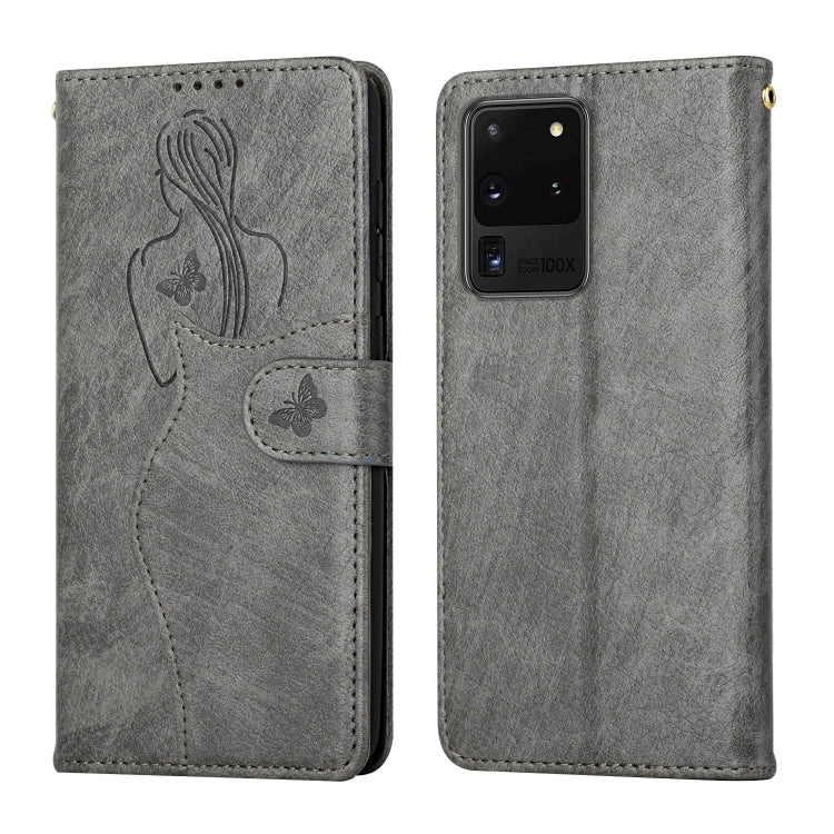 For Samsung Galaxy S20 Ultra Beauty Girl Embossing Pattern Horizontal Flip Leather Case with Holder & Card Slot & Wallet & Photo Frame