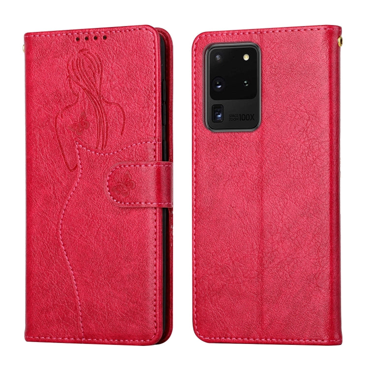 For Samsung Galaxy S20 Ultra Beauty Girl Embossing Pattern Horizontal Flip Leather Case with Holder & Card Slot & Wallet & Photo Frame