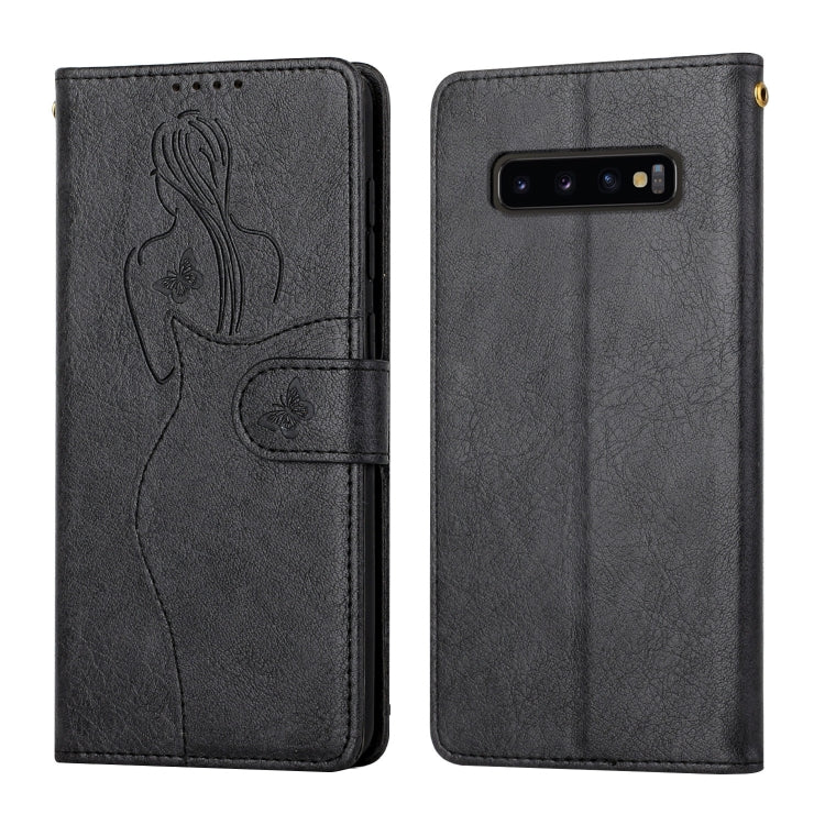 For Samsung Galaxy S10 Beauty Girl Embossing Pattern Horizontal Flip Leather Case with Holder & Card Slot & Wallet & Photo Frame