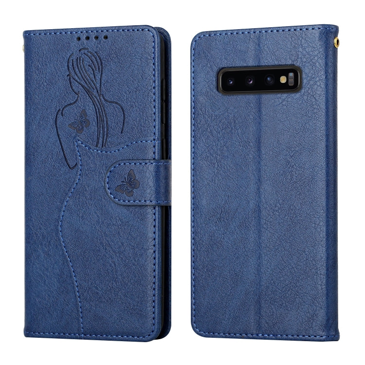 For Samsung Galaxy S10 Beauty Girl Embossing Pattern Horizontal Flip Leather Case with Holder & Card Slot & Wallet & Photo Frame