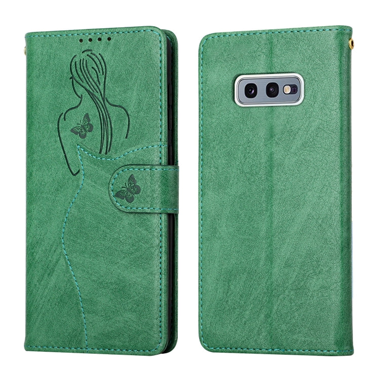 For Samsung Galaxy S10e Beauty Girl Embossing Pattern Horizontal Flip Leather Case with Holder & Card Slot & Wallet & Photo Frame
