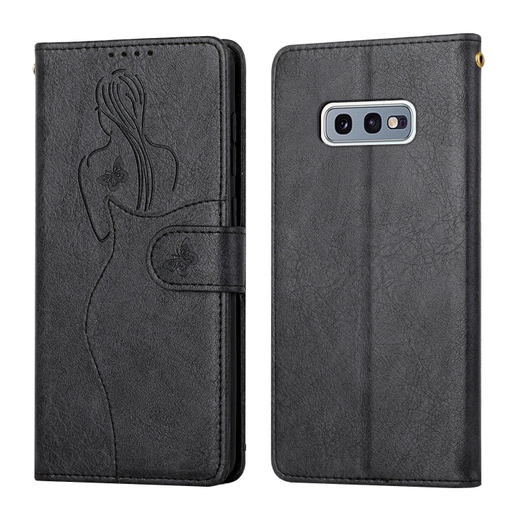 For Samsung Galaxy S10e Beauty Girl Embossing Pattern Horizontal Flip Leather Case with Holder & Card Slot & Wallet & Photo Frame