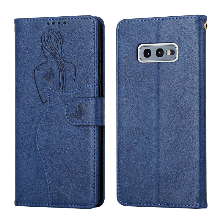 For Samsung Galaxy S10e Beauty Girl Embossing Pattern Horizontal Flip Leather Case with Holder & Card Slot & Wallet & Photo Frame