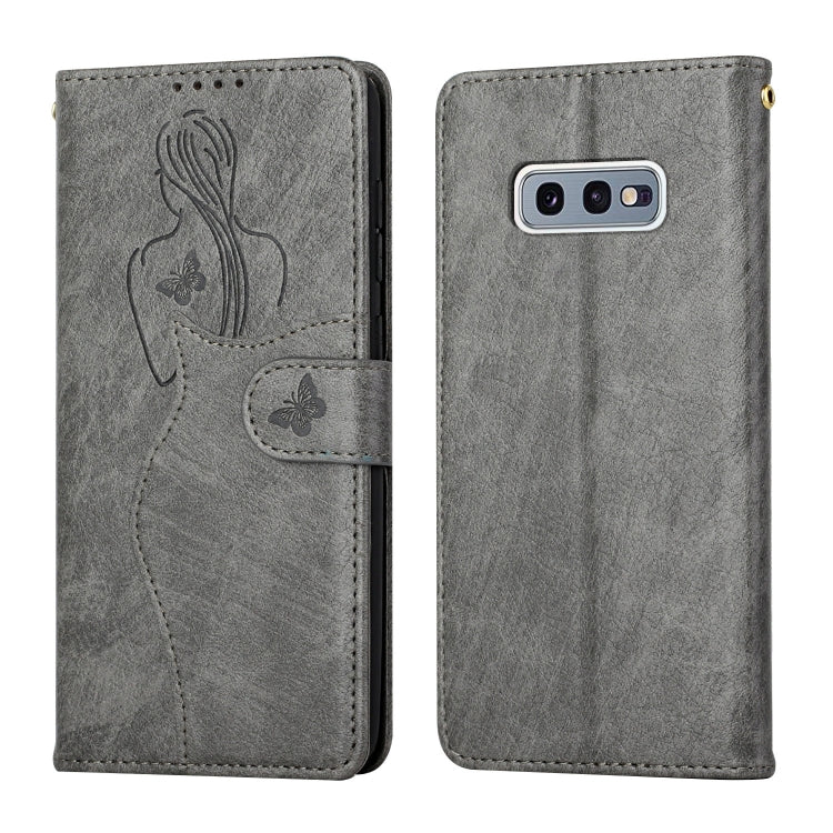 For Samsung Galaxy S10e Beauty Girl Embossing Pattern Horizontal Flip Leather Case with Holder & Card Slot & Wallet & Photo Frame