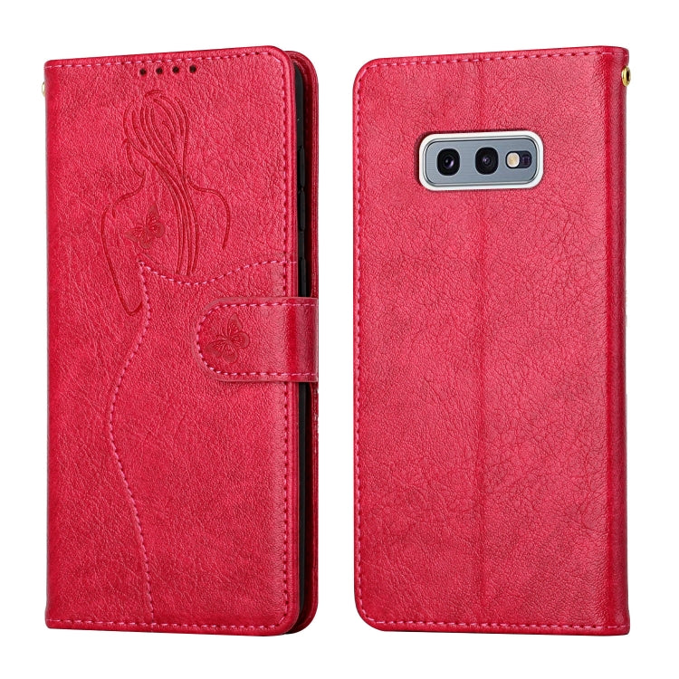 For Samsung Galaxy S10e Beauty Girl Embossing Pattern Horizontal Flip Leather Case with Holder & Card Slot & Wallet & Photo Frame