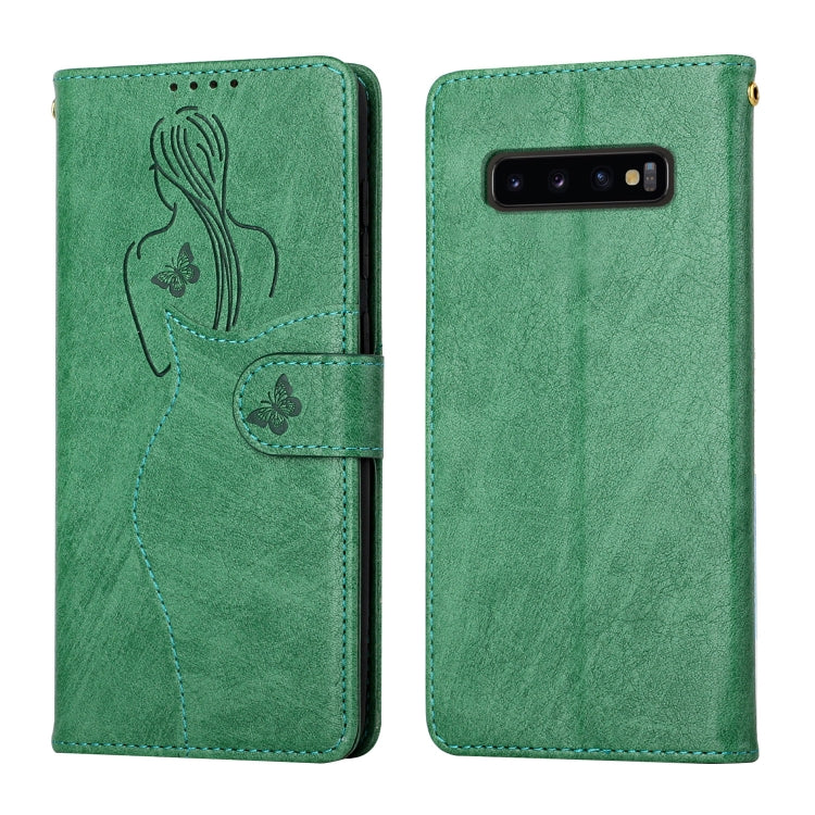 For Samsung Galaxy S10+ Beauty Girl Embossing Pattern Horizontal Flip Leather Case with Holder & Card Slot & Wallet & Photo Frame