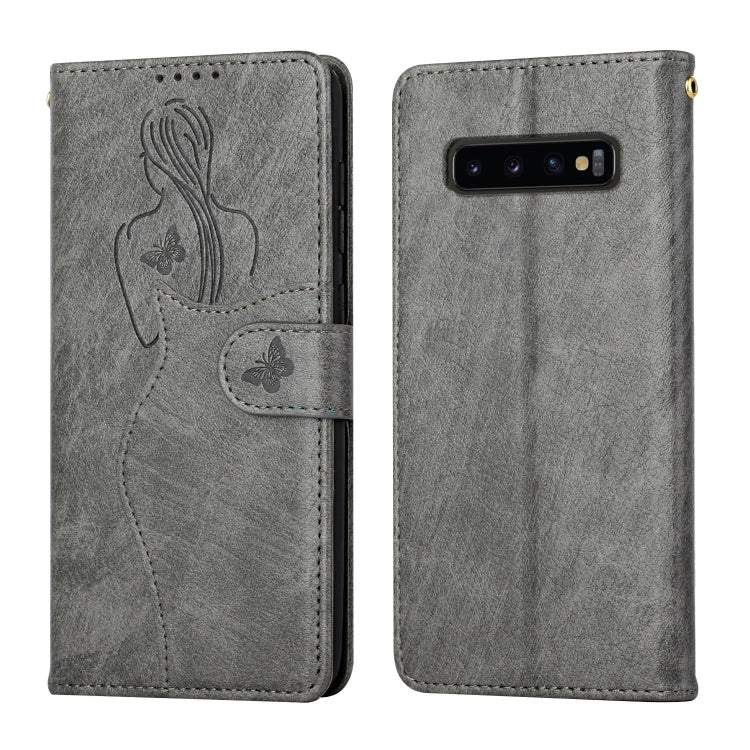 For Samsung Galaxy S10+ Beauty Girl Embossing Pattern Horizontal Flip Leather Case with Holder & Card Slot & Wallet & Photo Frame