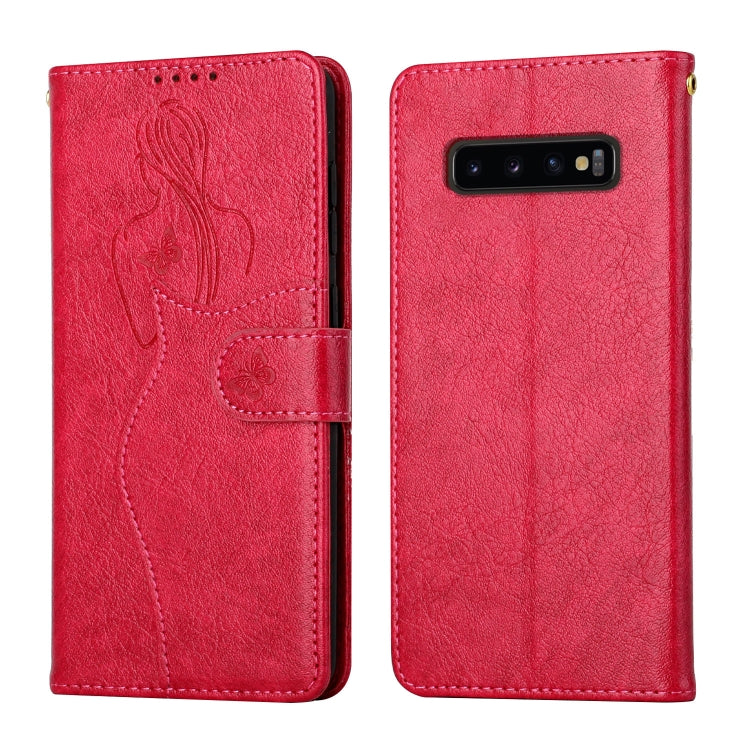 For Samsung Galaxy S10+ Beauty Girl Embossing Pattern Horizontal Flip Leather Case with Holder & Card Slot & Wallet & Photo Frame