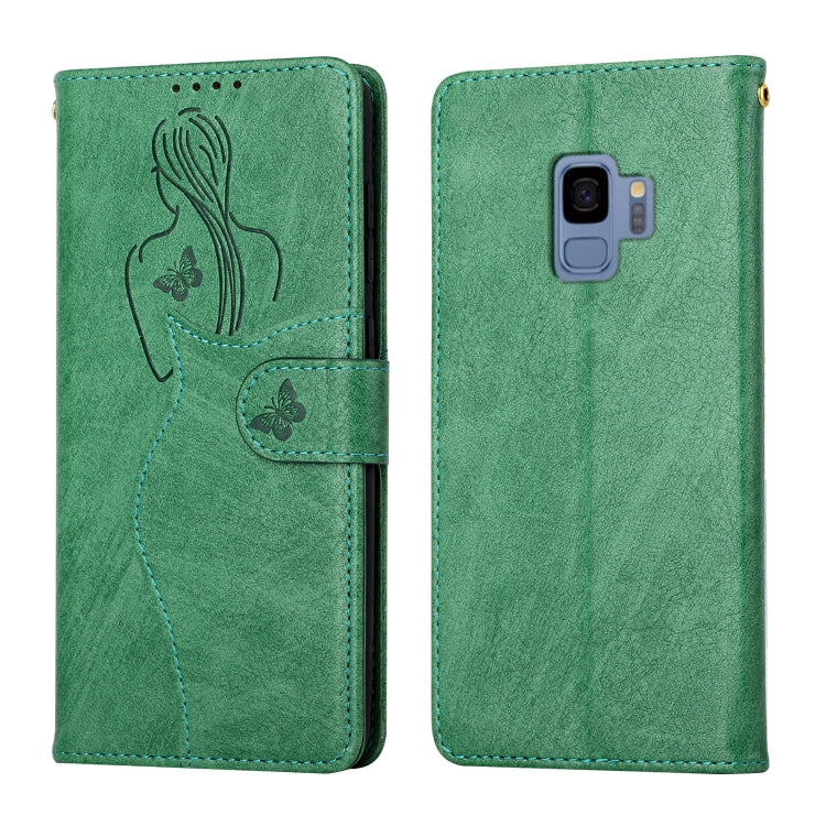 For Samsung Galaxy S9 Beauty Girl Embossing Pattern Horizontal Flip Leather Case with Holder & Card Slot & Wallet & Photo Frame